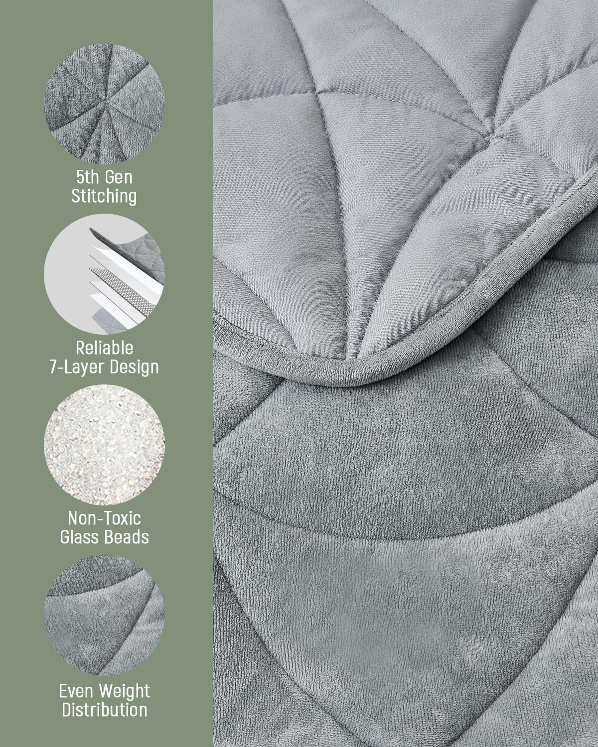 Weighted Lap Blanket 7 lbs for Adults, Luxury Soft Small Weighted Blanket, Compact Portable Weighted Lap Pad for Relaxation, Sleeping, Travel, All-Season Use, Forest Green, 40" x 52"
