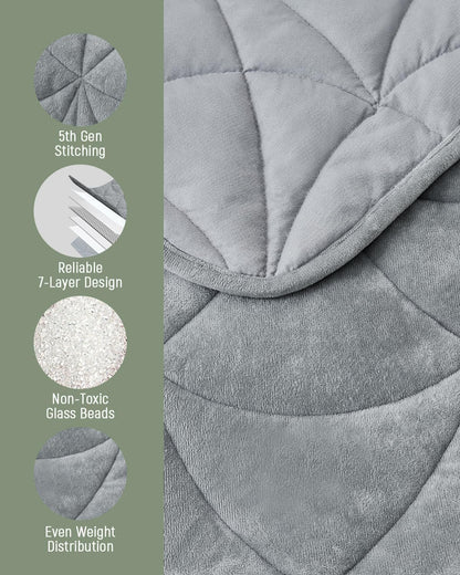 Weighted Lap Blanket 7 lbs for Adults, Luxury Soft Small Weighted Blanket, Compact Portable Weighted Lap Pad for Relaxation, Sleeping, Travel, All-Season Use, Forest Green, 40" x 52"