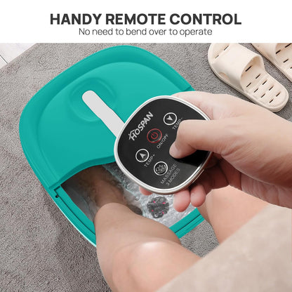 HOSPAN Collapsible Foot Spa Electric Rotary Massage, Foot Bath with Heat, Bubble, Remote, and 24 Motorized Shiatsu Massage Balls. Pedicure Foot Spa for Feet Stress Relief - FS02A