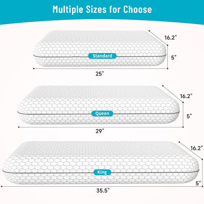 CushyOasis Memory Foam Pillows for Side, Back and Stomach Sleepers, Set of 2, Bed Pillow with Washable Cover and Breathable Mesh, Bed Pillow for Sleeping (Blue，Standard Size)