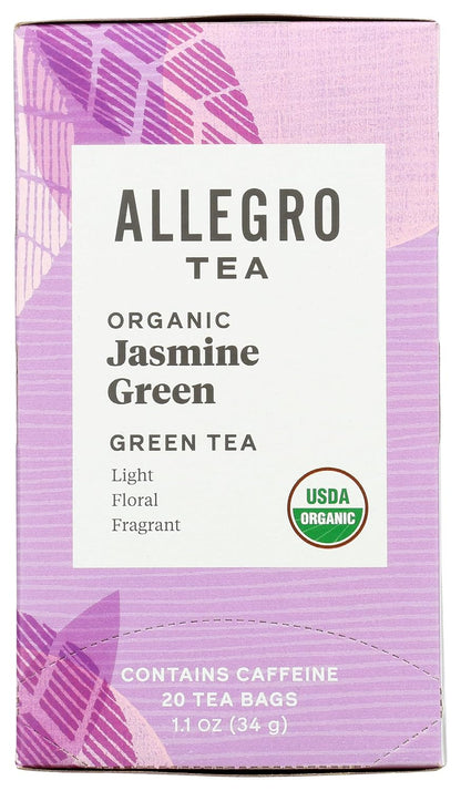 Allegro Tea, Organic Jasmine Green Tea Bags, 20 ct