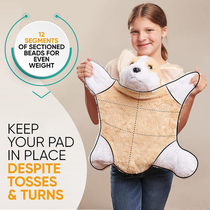 FRIENDLY CUDDLE Weighted Lap Blanket for Kids & Adults – Kids Weighted Blanket – ASD, Sensory Processing Weighted Stuffed Animals Dog Toy – Microwavable Weighted Lap Pad for Kids, 5 Lbs.