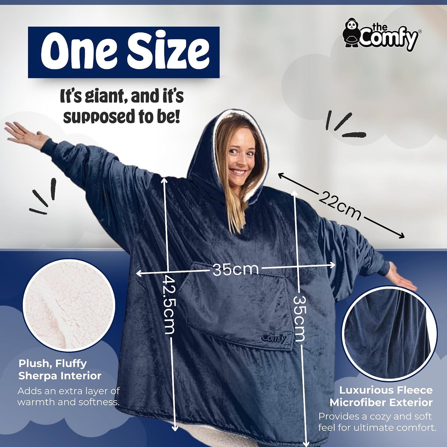 THE COMFY Original | From Shark Tank | Patented | Oversized Sherpa Wearable Blanket Hoodie| Gift for Women & Men | One Size