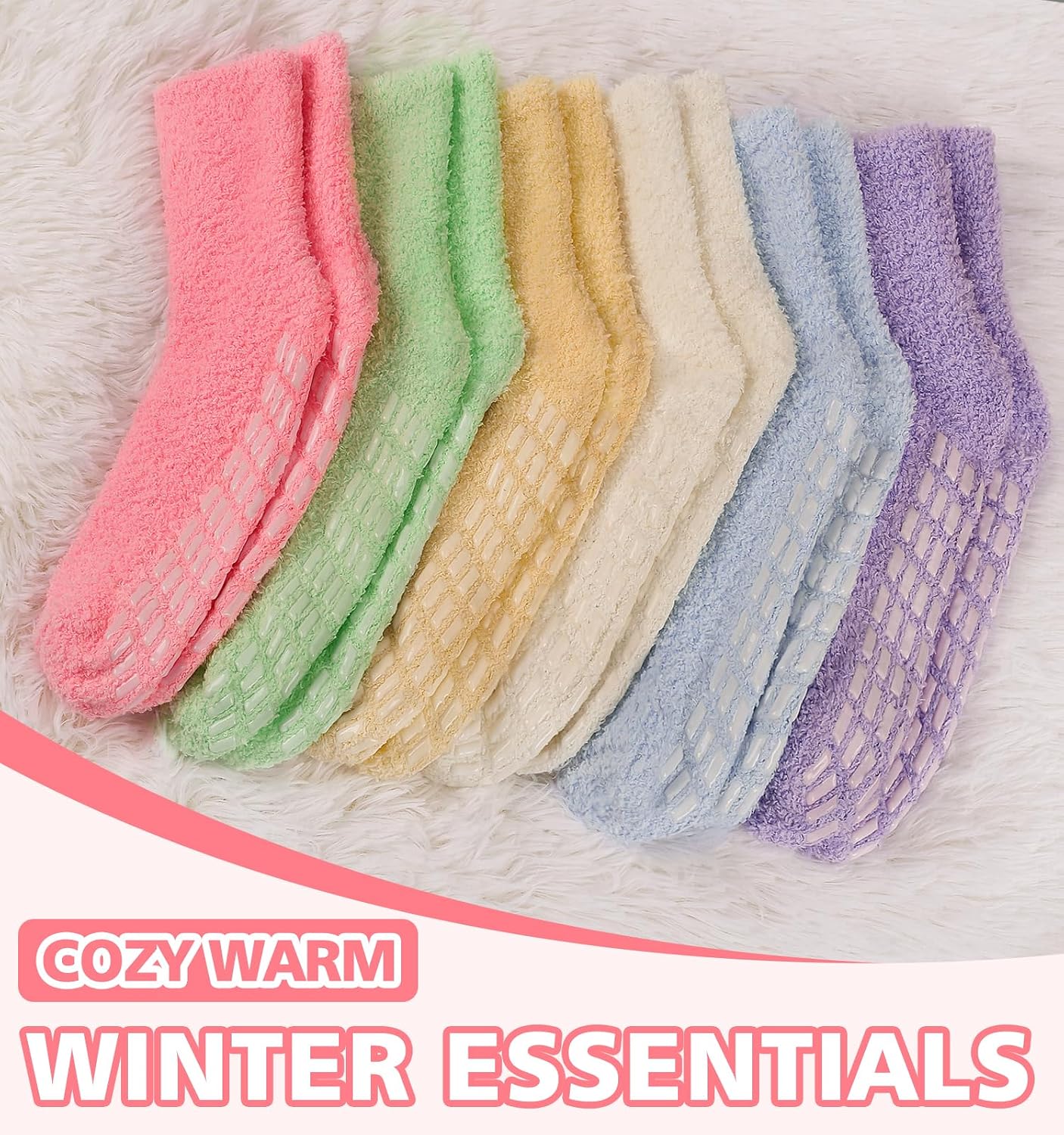 Slipper Socks for Women Men Grip Hospital Socks with Grips Fuzzy Non Slip Warm Womens Gifts