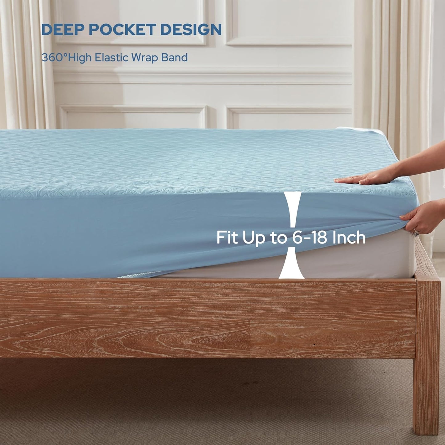BEDLORE Waterproof Mattress Protector, King Size Mattress Pad with Deep Pocket 6"-18" Depth, Soft Noiseless Dirt-Proof Bed Mattress Cover Washable for Home, Bedroom, Hotel (Gray)