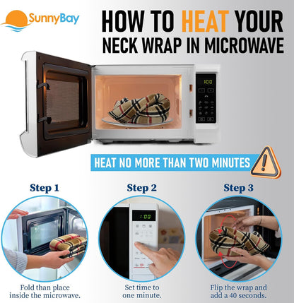 SunnyBay Microwavable Heating Pad for Neck and Shoulder, Heated Neck Wrap, Microwave Heat Pad, Weighted Beanbag Moist Hot or Cold Compress, 2.2 lbs, 26x4 Inches, Navy Blue