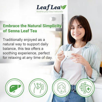 LeafLea Senna Tea Bags, Laxative Tea & Digestive Cleanse, 120 Ct, 3 Boxes