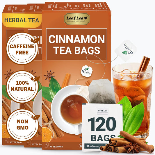 LeafLea Cinnamon Tea Bags, Warming Spice Family Value, 120 Count