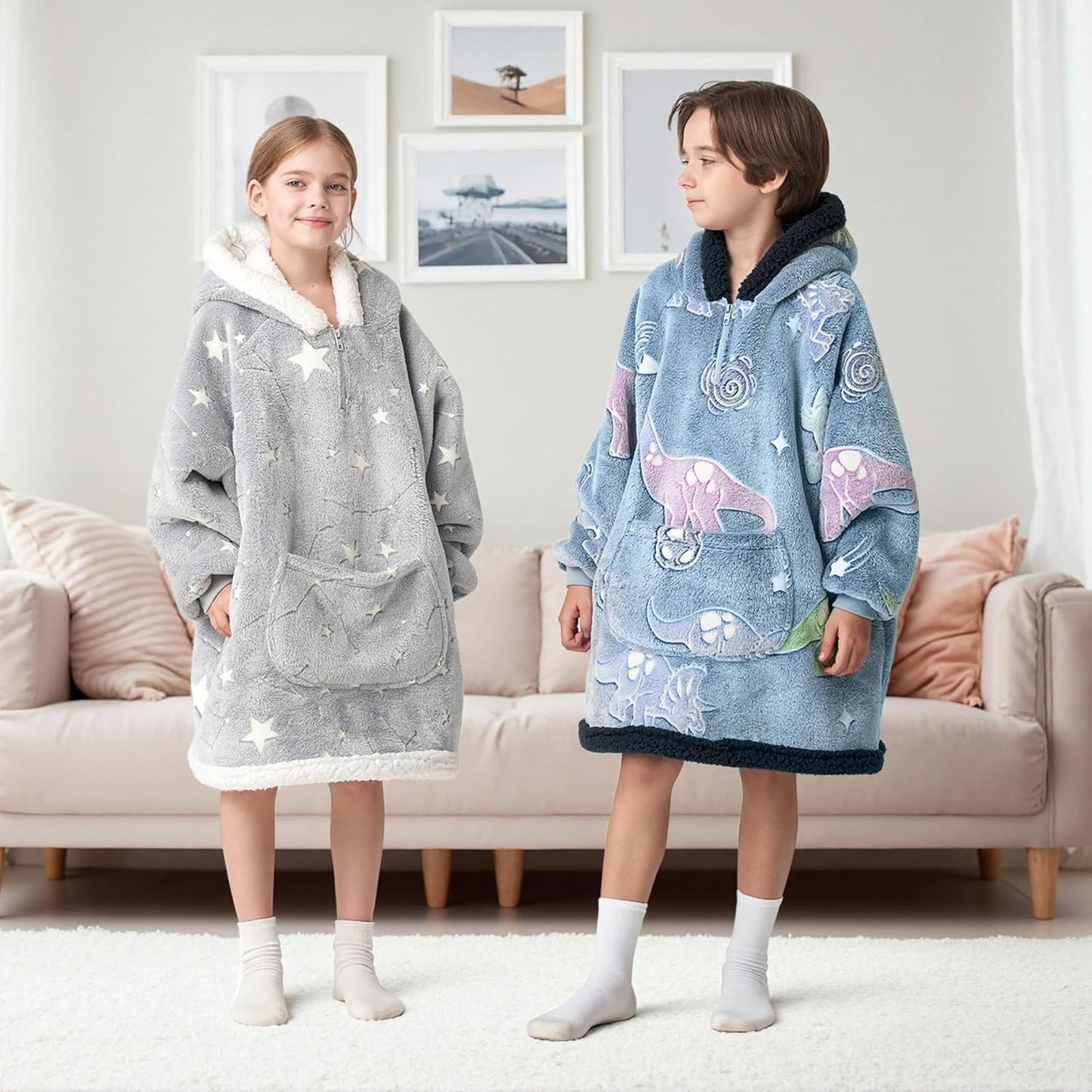 Giggling Getup Wearable Blanket Hoodie for Adults Gifts for Teen Girls Sister Women Sherpa Fleece Printed Hooded Blanket Sweatshirt Warm Cozy with Pocket & Sleeves Beige Cat