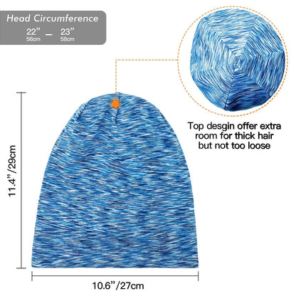Silk Satin Lined Bonnet Sleep Cap - Adjustable Stay on All Night Hair Wrap Cover Slouchy Beanie for Curly Protection Women and Men Solid Black