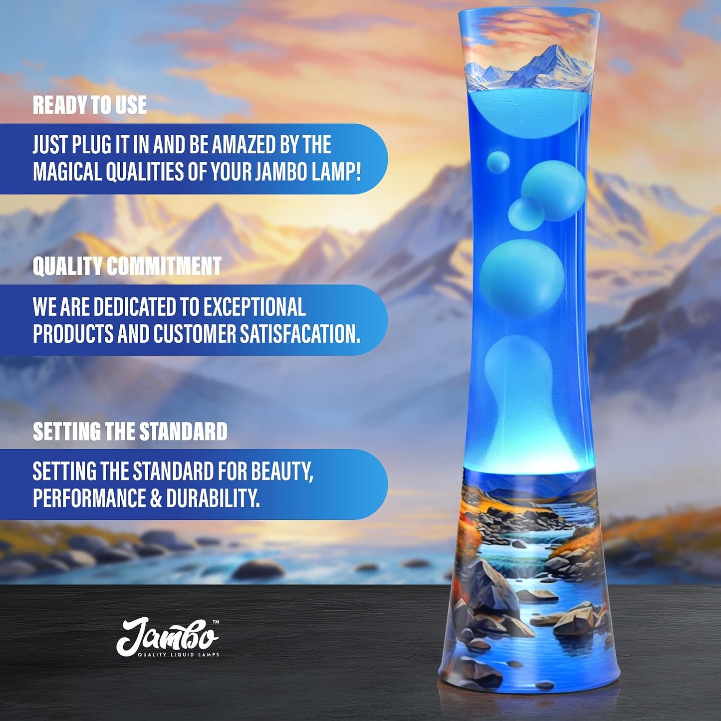 JAMBO 15.5" The Upgraded Motion Lamp, Sunset Decal Motion Light, Beautiful Home Decor, Living Room Bedroom Lamp, Relaxing Nightlight for Teens, Kids & Adults