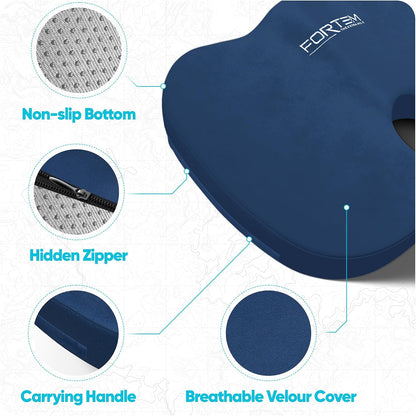 FORTEM Seat Cushion, Office Chair Cushion, Lumbar Support Pillow for Office Chair, Memory Foam Car Seat Cushions, Sciatica Coccyx Tailbone Pain Relief, Cushions for Back Support, Washable, Non Slip