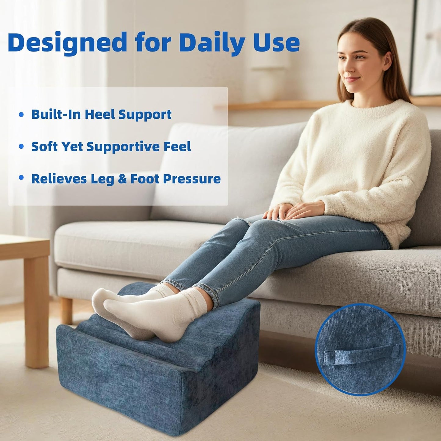 Foot Rest Under Desk, Ergonomic Foot Stool, Comfortable Office Footrest with Curved Design, with Washable Cover for Home and Office, Relieves Leg Pressure (Dark Gray)