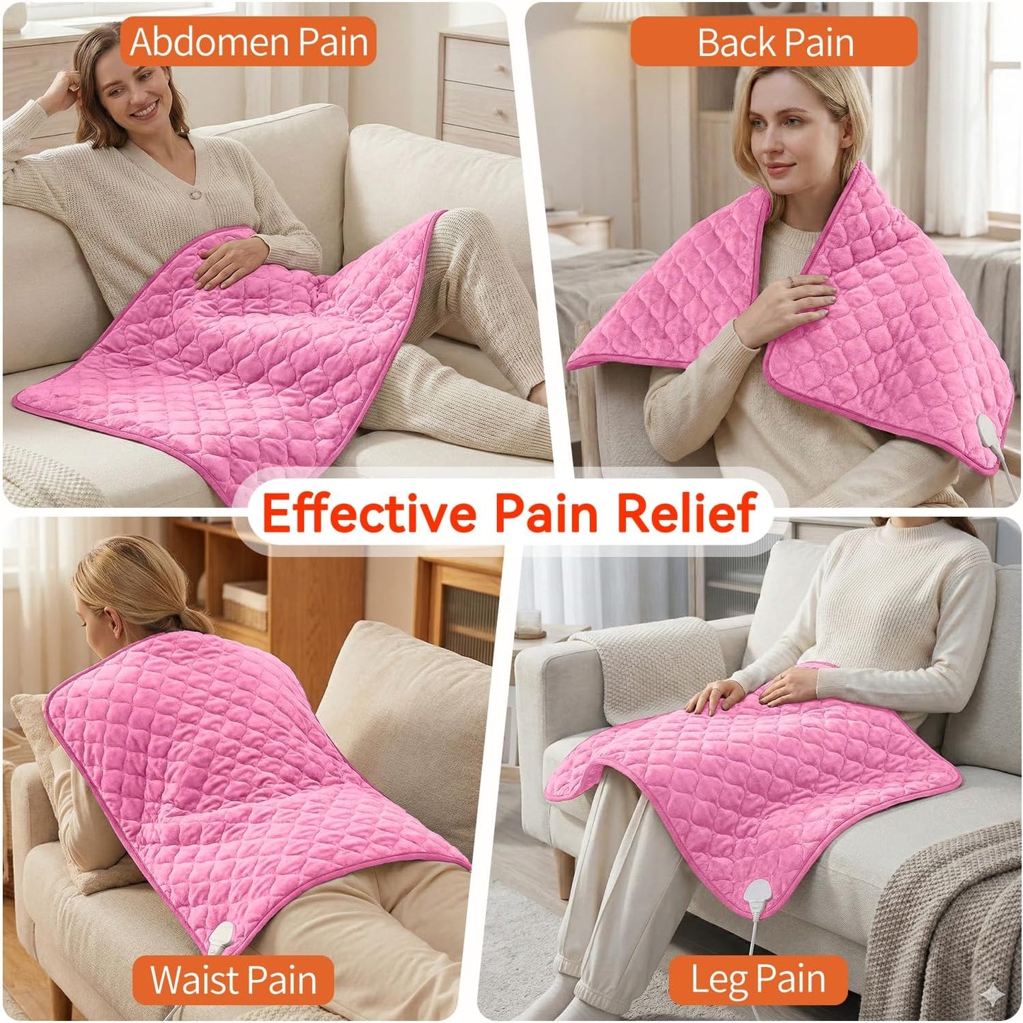 King Size Heating Pad for Back 32"x24" Extra Large Electric Heating Pad for Body Neck Shoulder Auto Shut Off Heat Pad Temperature Settings Machine Washable Gray