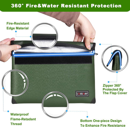 Fireproof Document Bag - with 5200°F Heat Insulated, Waterproof Fireproof Bag with Zipper, 8 Layers of Functional Materials, Fireproof Money Bag for Cash/Documents/Valuables, Fire bag 11"x7.7"