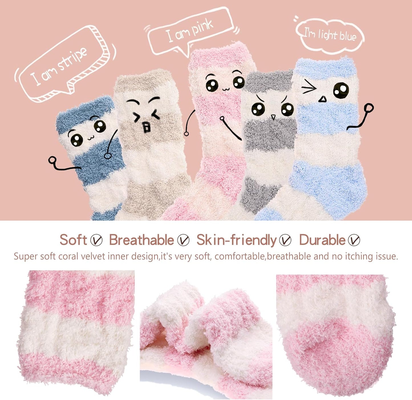 EBMORE Womens Fuzzy Socks Slipper Fluffy Cozy Comfy Cabin Plush Warm Winter Sleep Home Soft Socks