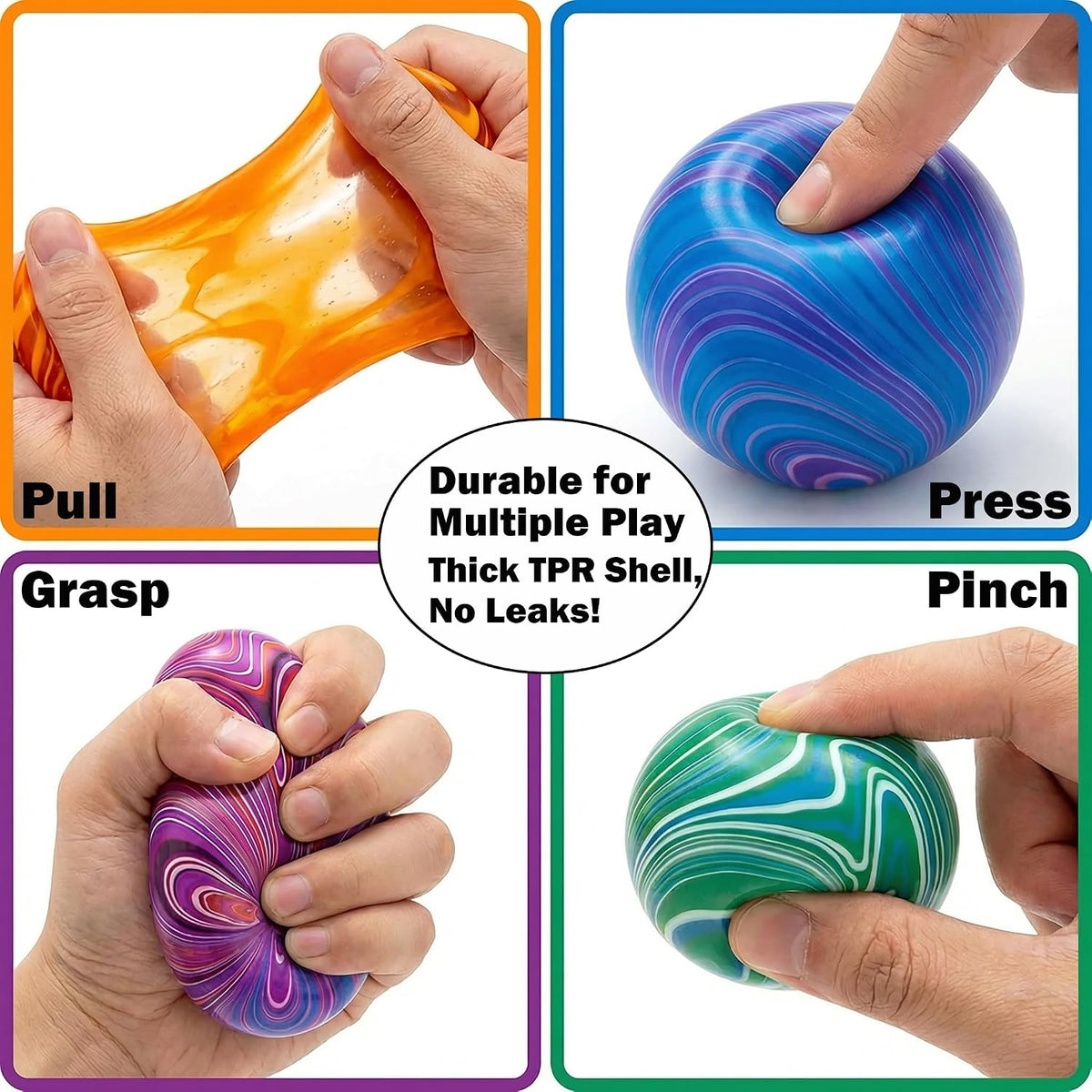 4 Pack Stress Balls Squishy Toys, 2 Inch Stress Relief Squeeze Toys