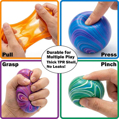 4 Pack Stress Balls Squishy Toys, 2 Inch Stress Relief Squeeze Toys