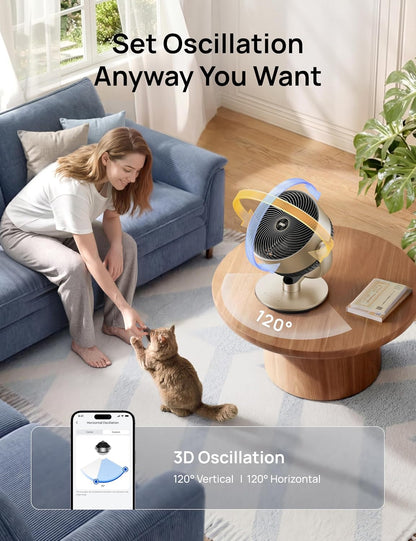 Dreo 16 Inch 25dB Quiet Smart Fans for Bedroom, DC Room Fan with Remote, 120°+120° Oscillating Fan, 6 Modes, 9 Speeds, 12H Timer,Works Alexa/Google/WiFi/Voice Control, Silver, Oversize (DR-HAF004S)