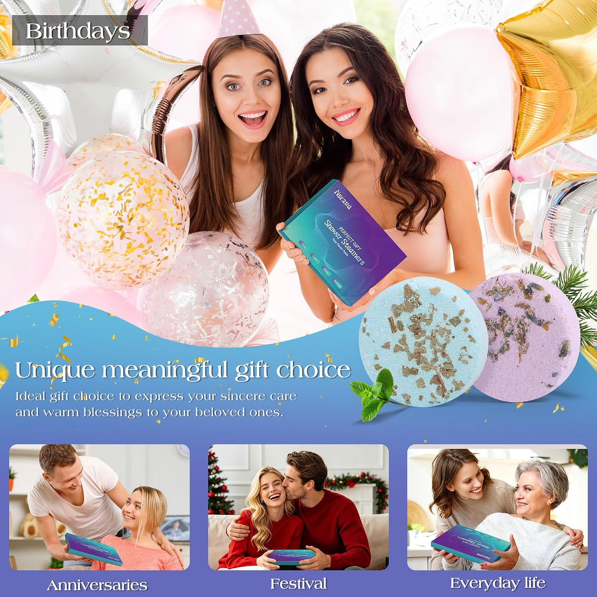 Shower Steamers Aromatherapy Birthday Gifts for Women-12 Pack Mothers Day Gifts,Gifts for Grandma,Wife,Mothers,Stress Relief and Relaxation Gifts for Women and Men,Created Your Own Home SPA