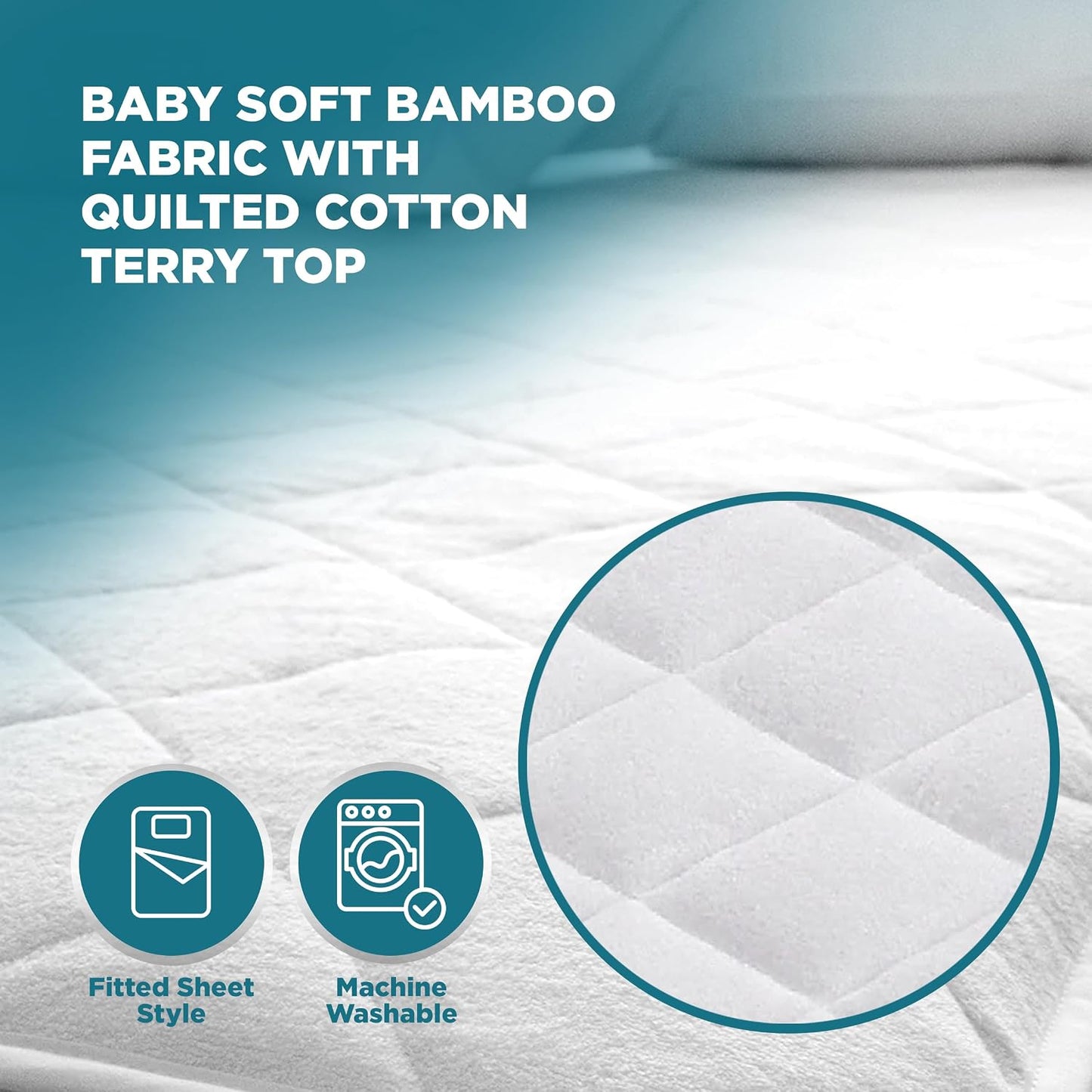 PlushDeluxe Premium Bamboo Mattress Protector – Queen Size, Waterproof, & Ultra Soft Breathable Noiseless Washable Bed Mattress Cover for Comfort & Protection - White