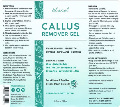 Ebanel Professional Callus Remover for Feet with 20% Urea, Epsom Salt, Salicylic Acid, Glycolic Acid, Heel Toe Foot Callus Remover Gel Peel Exfoliator Dead Skin Removal for Feet, Cracked Heel Repair