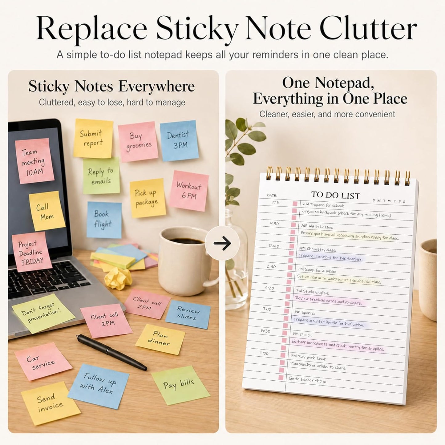 To Do List Notepad 3 Pack, Undated Daily Planner Notepad With To Do List Notebook Checklist Planner Spiral Waterproof Notepad for Office Supplies, School Planner, 52 Sheets/Pack, 5.5"*8.3" A5 Size