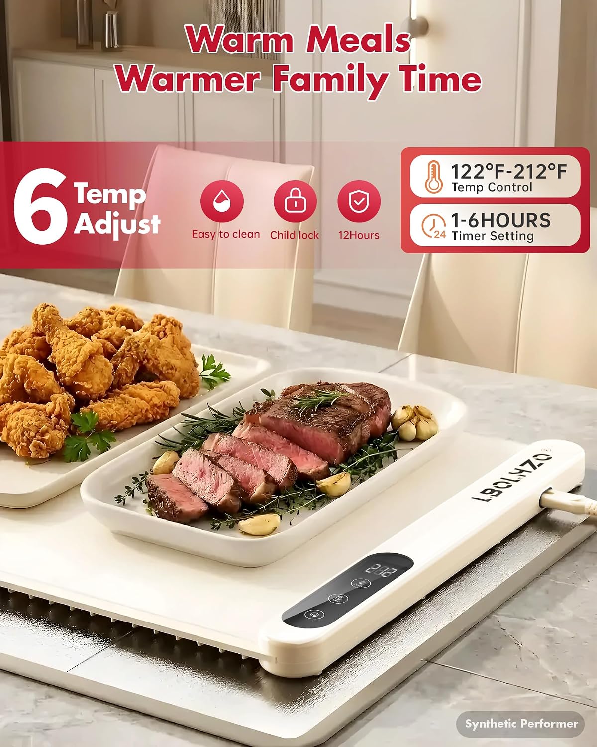 Warming Mat For Food Extra Large 36"x16" 580W Food Warming Mat With Heat Resistant Pad,Chafing Dishes for Buffet 6 Temp 6 Hour,Roll Up Food Warmers for Parties Buffet for Catering Gatherings