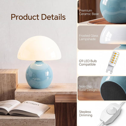 Dawnwake Mushroom Lamp Table Lamp for Bedroom-Small Desk Table Lamps,White