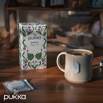 Pukka Organic Tea Bags, Spearmint, Ashwagandha, and Hemp Seed Oil, Peace Herbal Tea, 20 Count (Pack of 3)