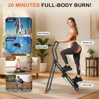 EPHESPORT Stair Stepper for Home Gym, 2.0 Stair Climber with 3-Level Adjustable Resistance, Non-Slip Pedals, Digital Monitor & Phone Holder, Foldable Stepper for Legs Glutes Cardio