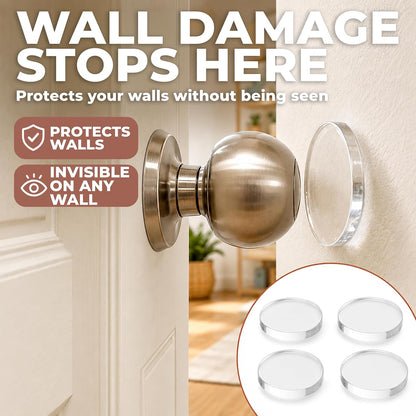 Invisible Door Knob Wall Protector, Clear Silicone, 4 Pack