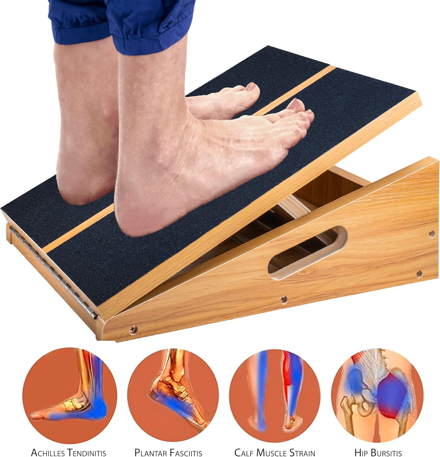 Professional Wooden Slant Board, 5 Positions Adjustable Slant Board for Calf Stretching Squats Incline Board and Calf Stretcher, Slant Squat Board for Knees Ankle Heel Feet Leg