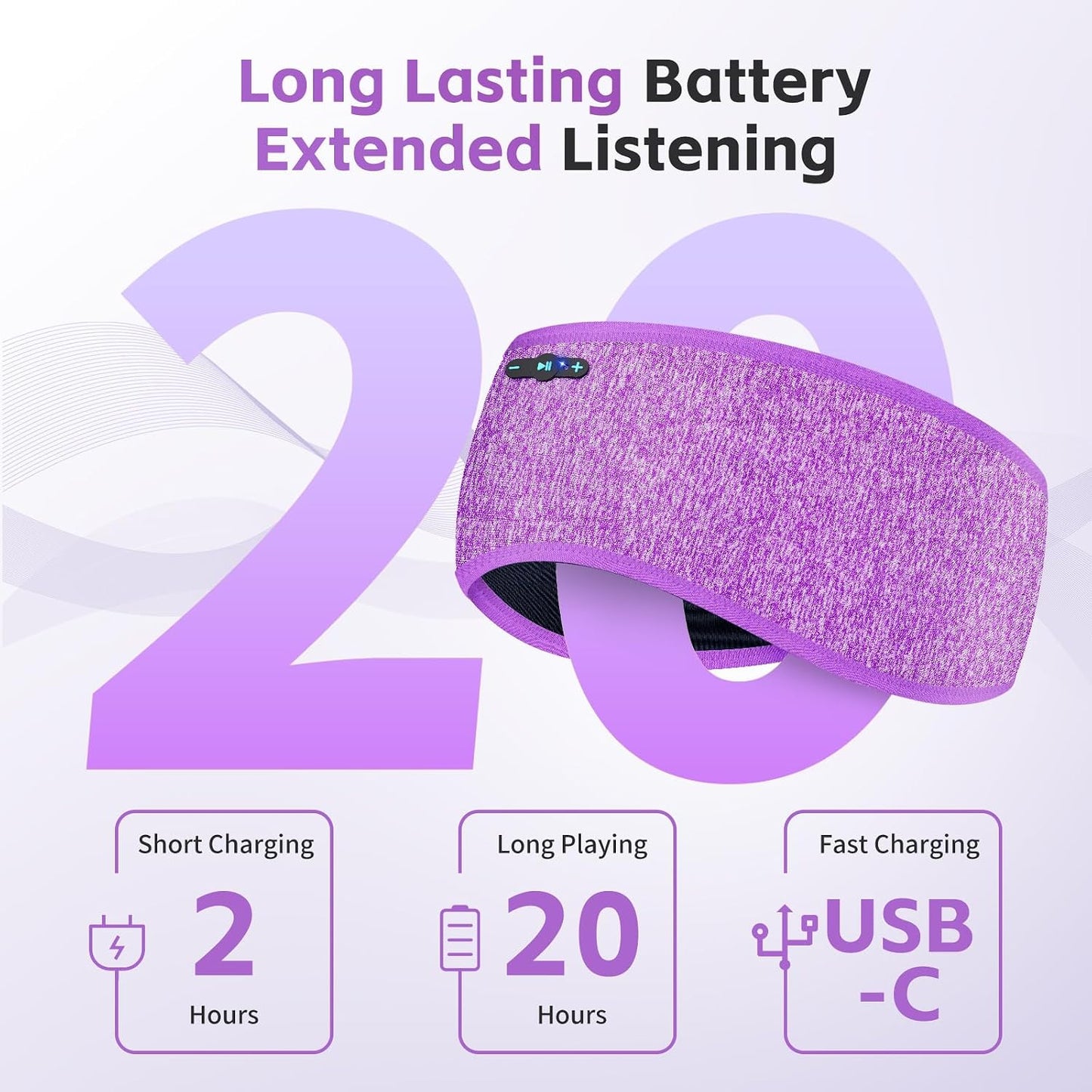 Sleep Headphones Bluetooth 6.0 Headband, 20H Playtime Headband Headphones with HD Stereo Speakers, Sports Wireless Earphones for Side Sleepers Workout Yoga Travel Meditation, Gifts for Women Men
