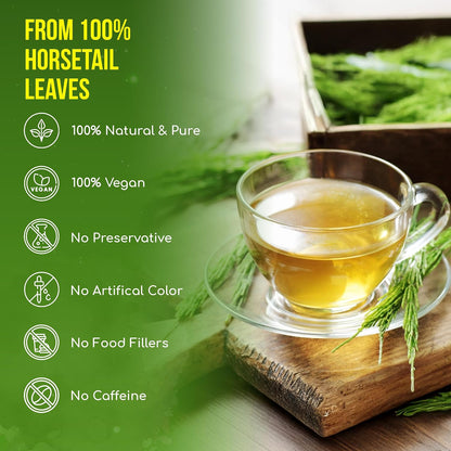 FreshDrinkUS, Premium 75 Horsetail Leaf Tea Bags, 100% Natural & Pure from Horsetail Loose Leaves Herbal Tea. Made with Natural Material Tea Bags. No Sugar, No Caffeine, No Gluten, Vegan.