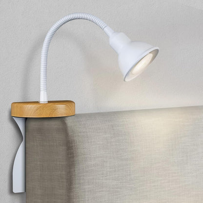 Solfres Patented Innovative Design Headboard Reading Light. No Drilling Golden Book Light for Bedtime Reading. Dimmable LED Book Reading Lamp with Bulb. Movable & Flexible, Black