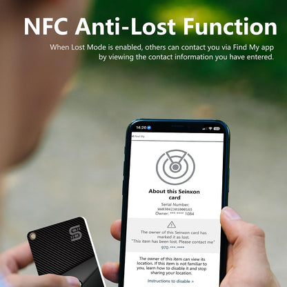 SEINXON Wallet Tracker (iOS Only) IP68 Thin Item Finder Card Luggage Located Bluetooth Works with Apple Find My APP & Network - Wireless Charger (Slim)