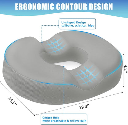 BlissTrends Donut Pillow Seat Cushion,Donut Chair Cushions for Postpartum Pregnancy & Hemorrhoids,Tailbone Pain Relief Cushion,Memory Foam Lifting Cushions for Office&Home Chairs (Black)
