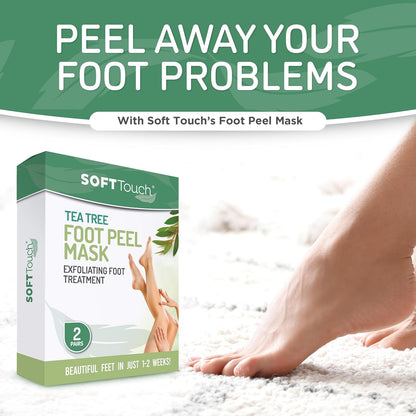 Dermora Soft Touch Foot Peel Mask - Pack of 2 Feet Peeling Masks for Dry, Cracked Heels & Calluses - Exfoliating Foot Mask Peel for Baby Soft Skin (Original)