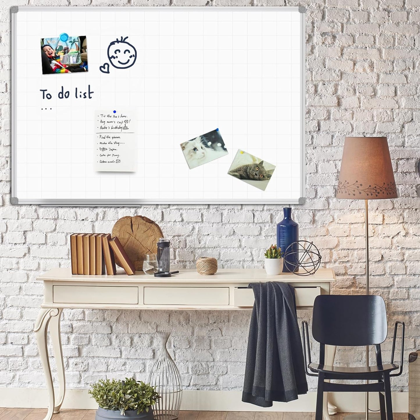 JILoffice Magnetic Dry Erase Calendar Whiteboard, 4 Month White Board Planner 36 X 24 Inch, Black Aluminum Frame Wall Mounted Board for Office Home and School