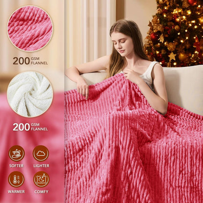 Homemate Heated Blanket Electric Throw - 50"x60" Heating Blanket Throw 1/2/4/6/8 Hours Auto-Off 10 Heat Levels Over-Heat Protection Soft Flannel Sherpa Heater ETL Certification