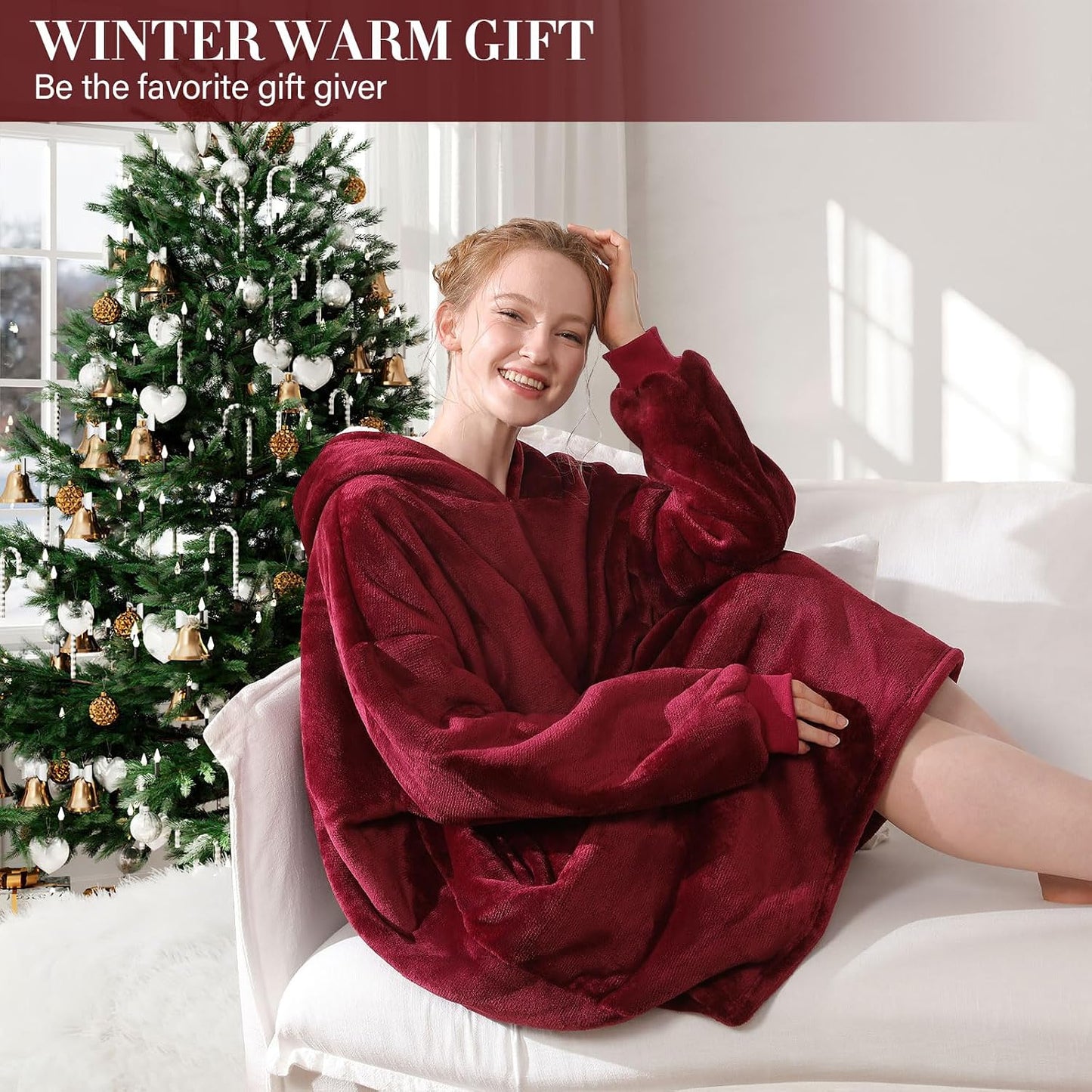 LetsFunny Blanket Hoodie,Oversized Wearable Sherpa Fleece Blanket Sweatshirt,Super Soft Warm Cozy with Giant Pocket,Gifts for Women Men Adults Teenagers, One Size Fits All