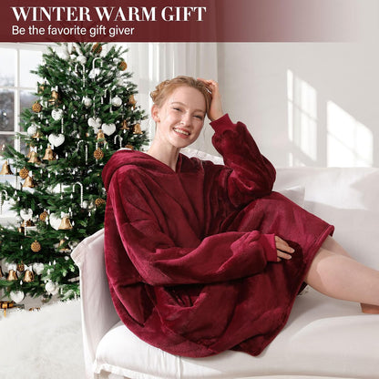 LetsFunny Blanket Hoodie,Oversized Wearable Sherpa Fleece Blanket Sweatshirt,Super Soft Warm Cozy with Giant Pocket,Gifts for Women Men Adults Teenagers, One Size Fits All