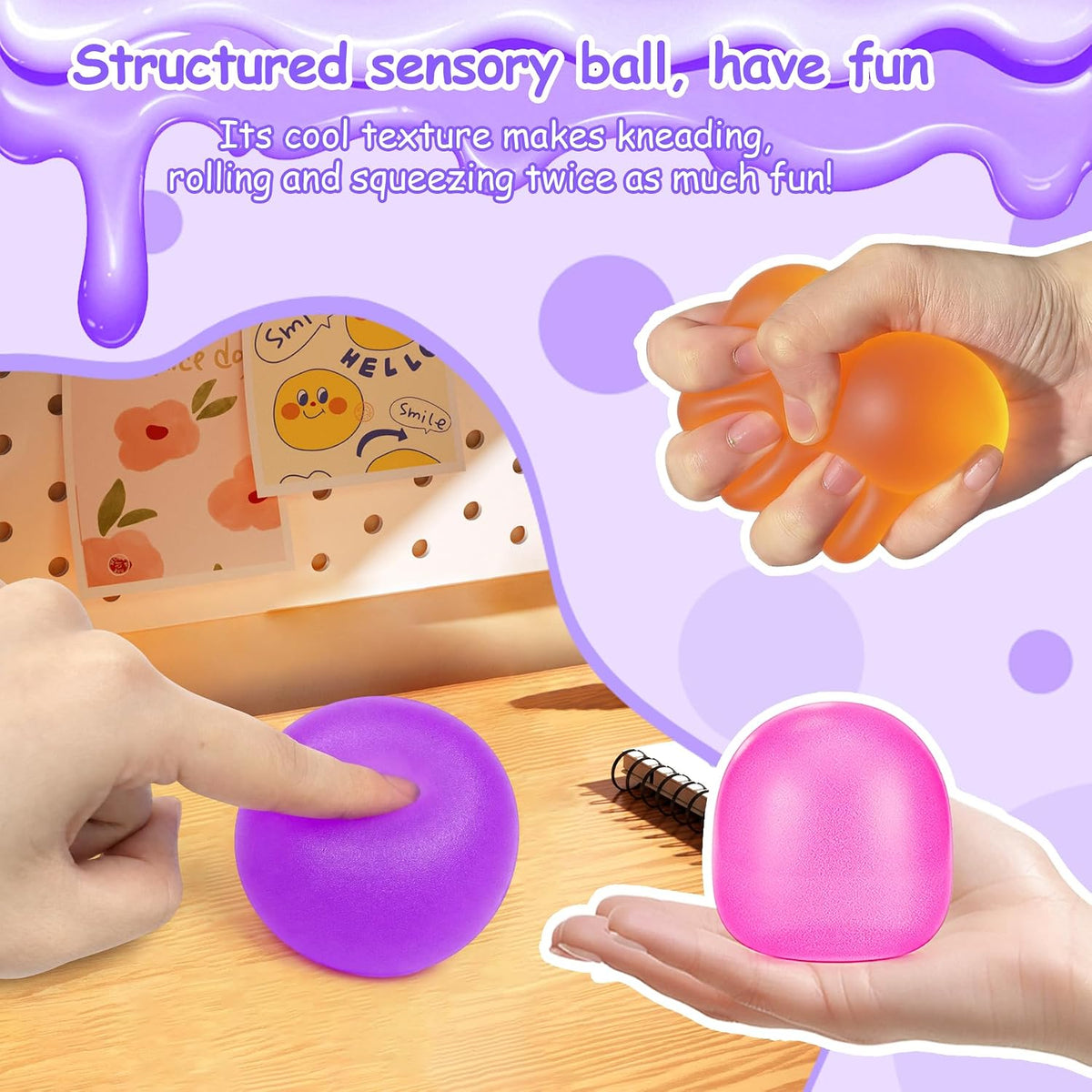 Stress Balls-Gumdrop Squishy Stress for Kids and Adults, Super Solid Squeeze Ball, Sensory for Stress Relief, Birthday, Easter Basket Stuffers and Party Favors (Blue)