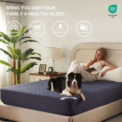 BEDLORE Waterproof Mattress Protector, Noiseless King Size Mattress Pad with Deep Pocket Fitted Up to 6-18 inches, Soft Breathable Dirt-Proof Bed Mattress Cover Washable for Bedroom, Hotel (Gray)