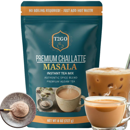 T2GO Instant Masala Chai Tea Latte Powder – Just Add Water, 8 oz