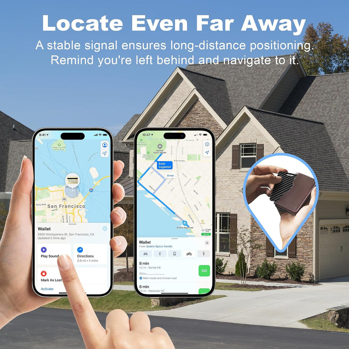 Wallet Tracker Card, Rechargeable, Works with Apple Find My