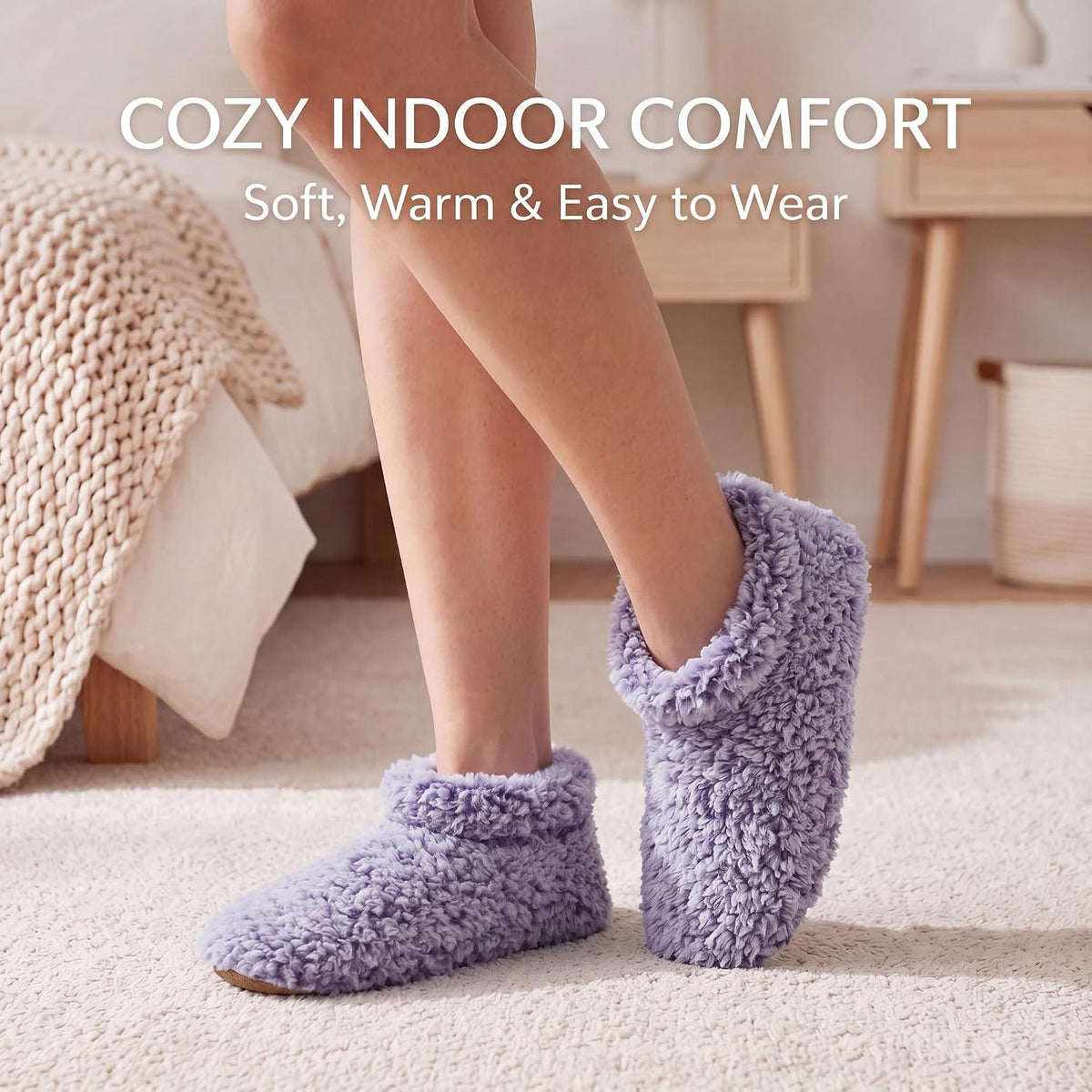 Cozylook Fuzzy Slippers for Women Indoor Soft Sole Slipper Socks