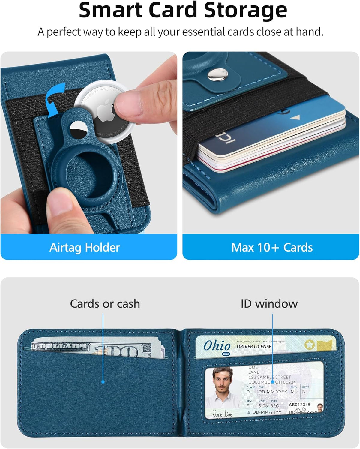 For Magsafe Wallet Stand with Airtag Holder, 10 Cards Holder, RFID Blocking
