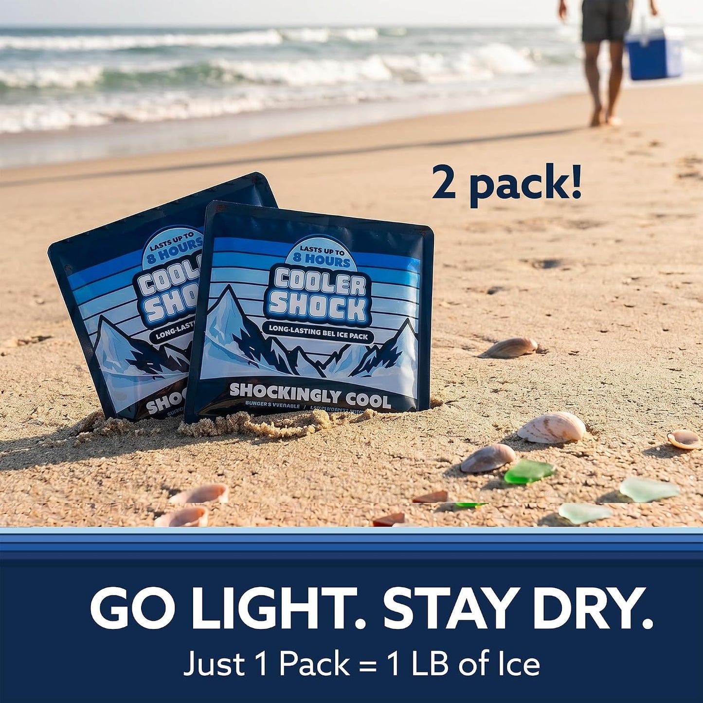 Cooler Shock Reusable Ice Packs for Cooler - Long Lasting Cold Freezer Packs for Coolers and Lunch Boxes - Cooler Ice Packs for Camping Gear, Fishing, Road Trips, Beach Must Haves